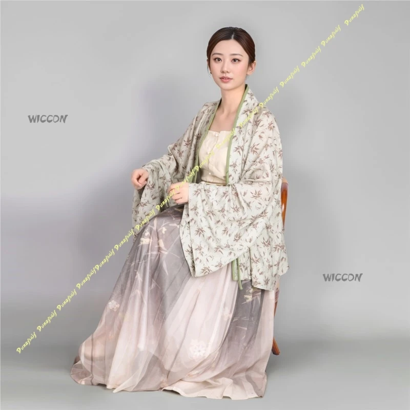 

Cosplay Costumes Star Same Style Hanfu Chinese Shirt Bamboo Joint Lyrics Loose Green Skirt Spring Autumn Christmas Halloween