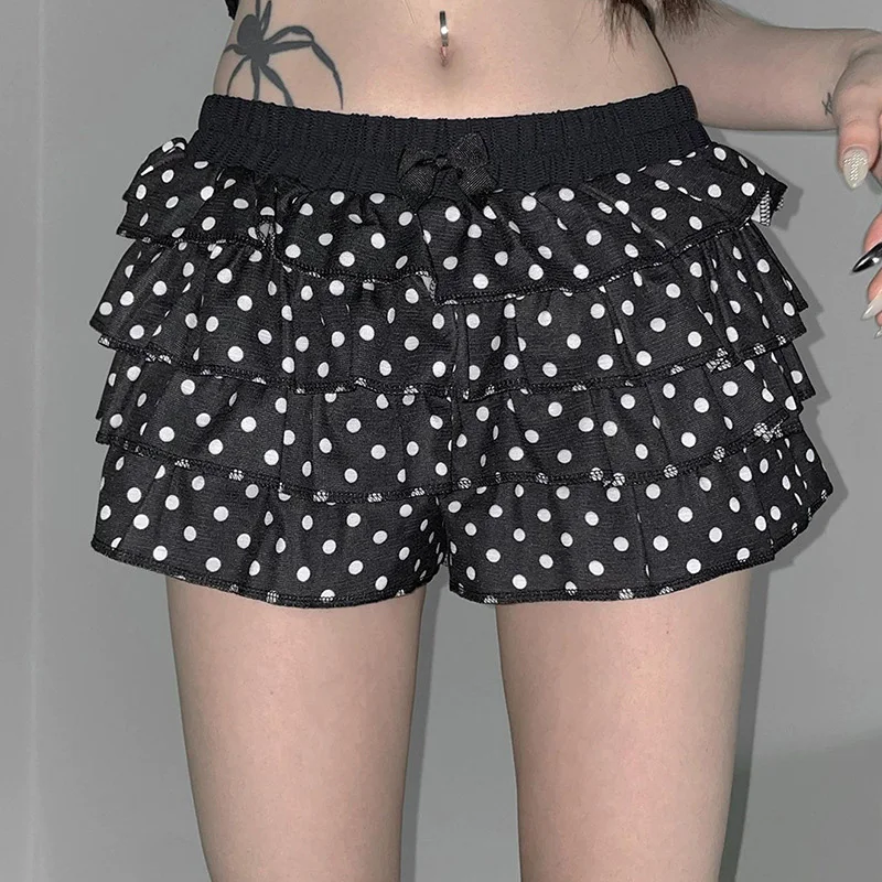 Nowa damska warstwowa mini spódniczka na lato 2026 z wysokim stanem i elastyczną talią, styl Y2K Gothic, uniwersalna modna krótka spódniczka na imprezę.