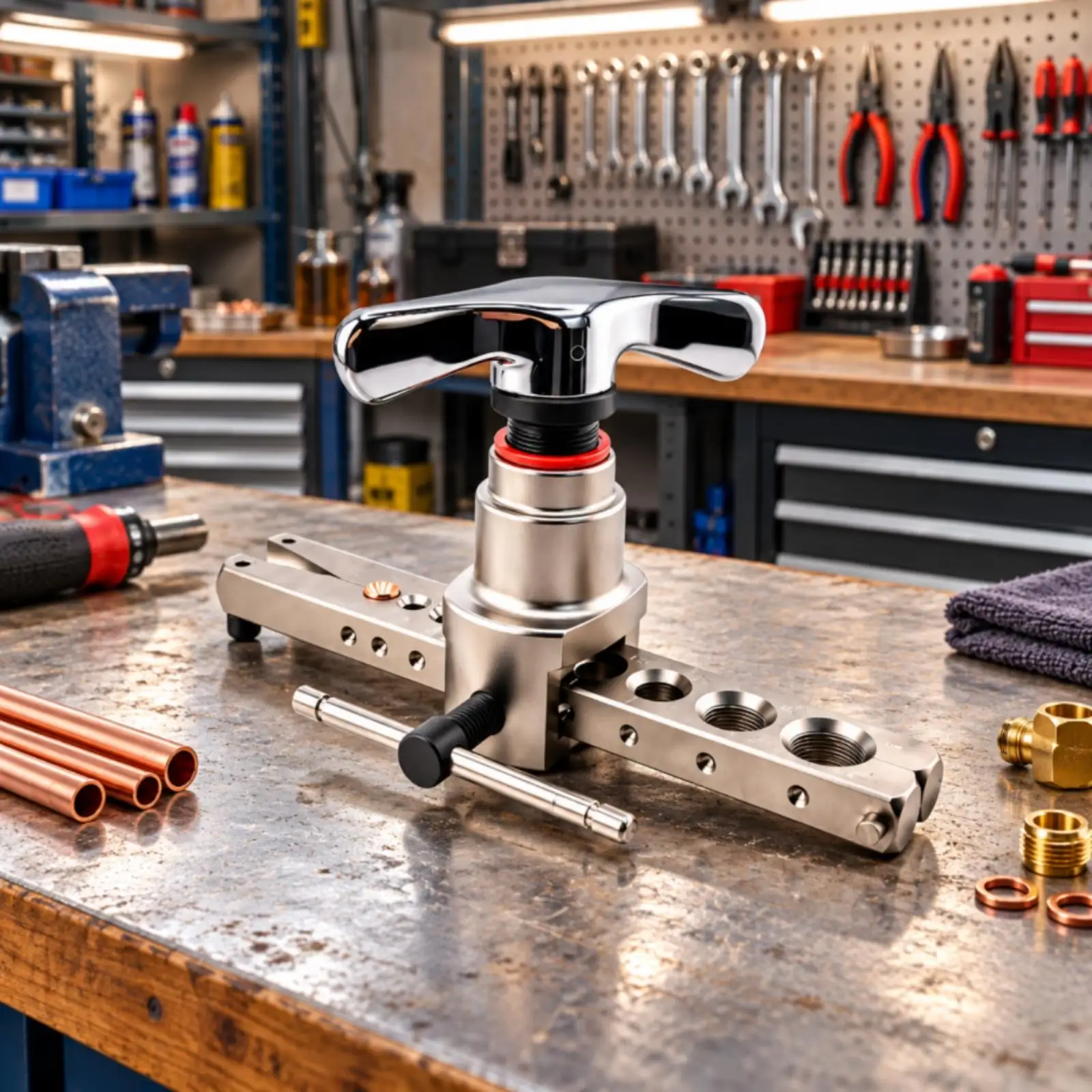 Metal Manual Tube Expander Flaring Tool for Copper Pipe with Metric and SAE Sizing for HVAC Technicians
