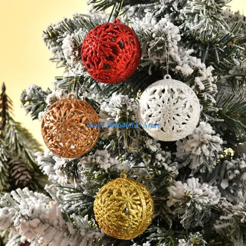 

6Pcs Glittering Christmas Baubles 55mm Christmas Tree Ball Ornament for Door