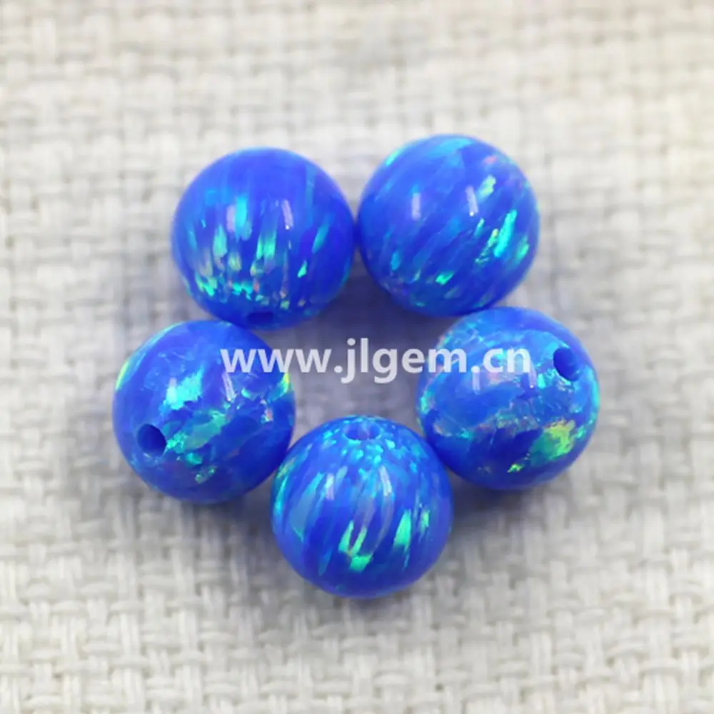 

(10Pcs-50Pcs/Lot) 3MM - 8MM Smoothly Ball Shaped Synthetic OP05 Dark BlueFire Opal Beads For Jewelry