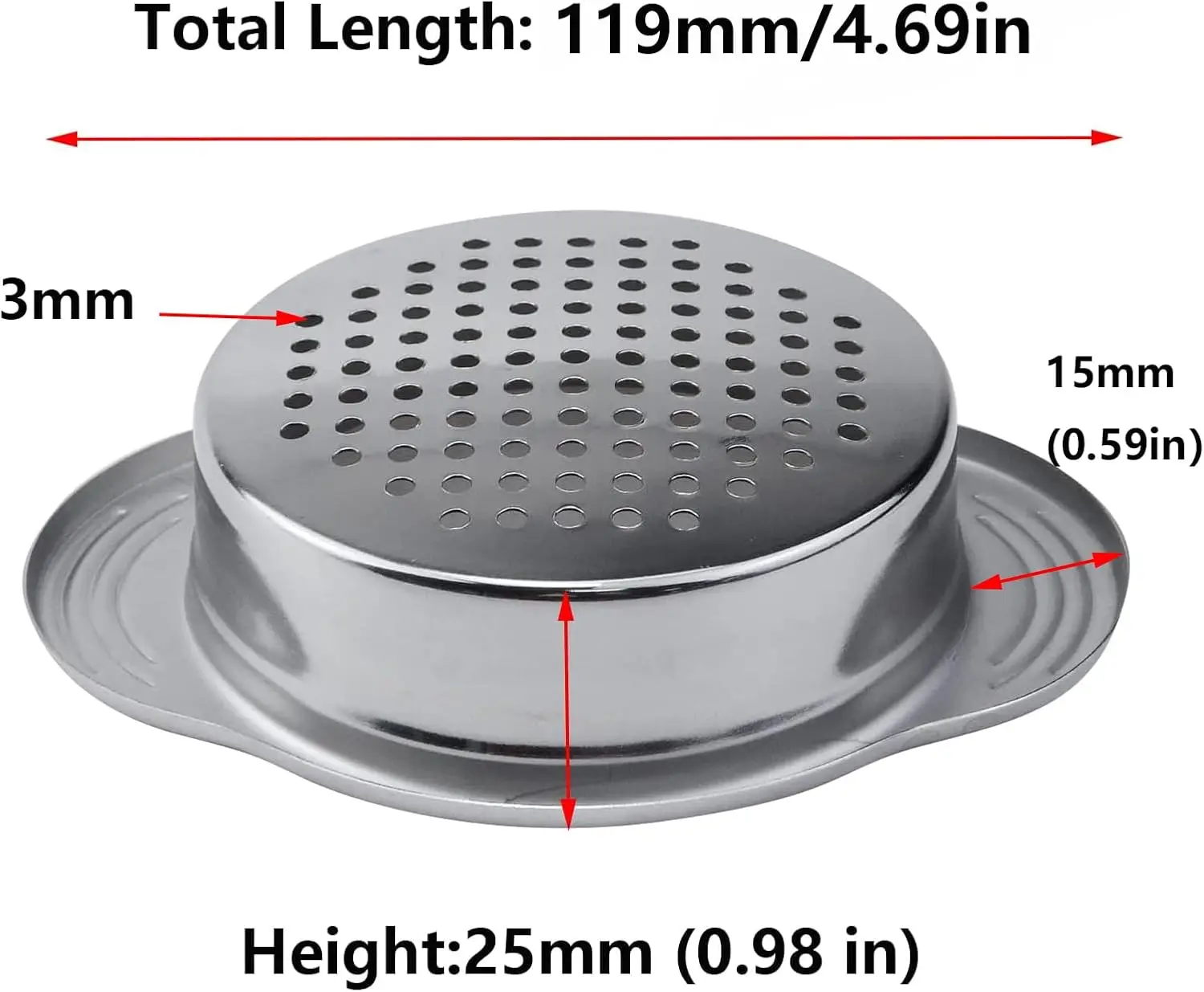 4,5-inch roestvrijstalen zeef, keukenvergiet voor zeef, aftappen en spoelen