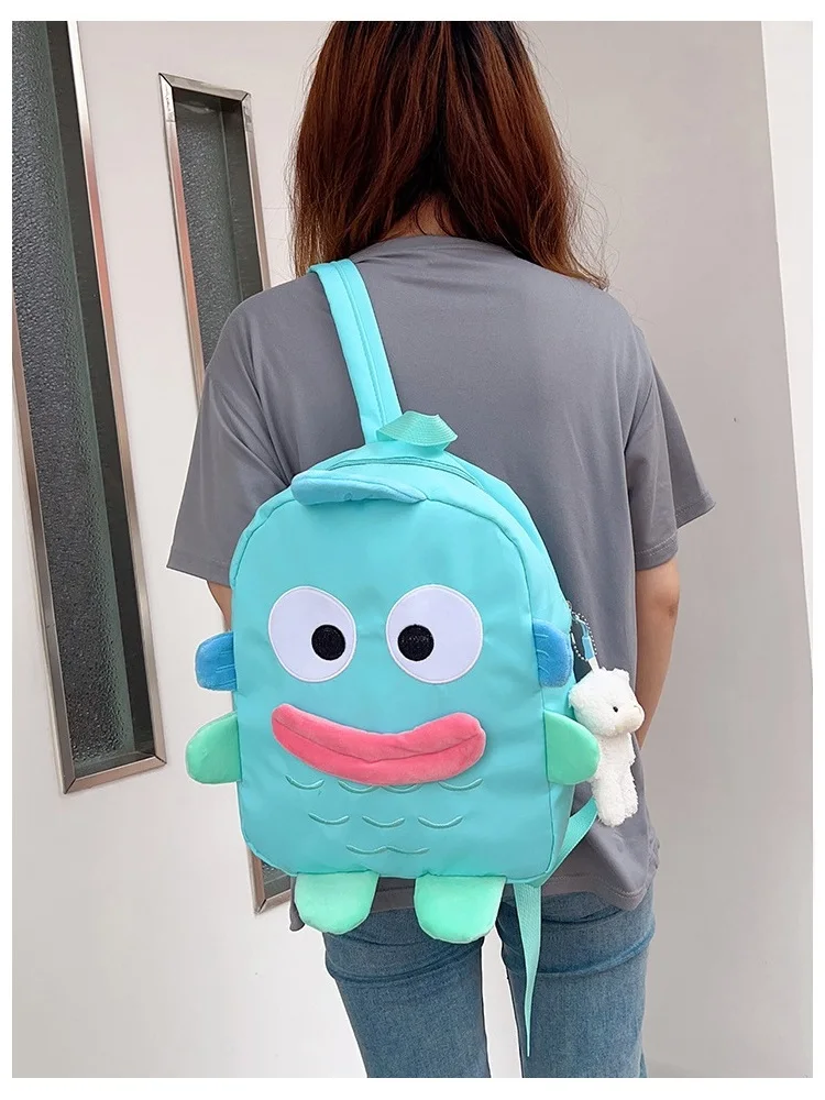 Cute Cartoon School Bag Girls Backpack Cute Blue Junior High School Solid Color Backpack Large Capacity Female Backpack