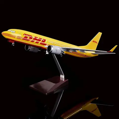 1:85 Scale 47cm 737 Large Model Airplane DHL B737 Plane Models Diecast Airplanes with LED Light For Home decor Collection