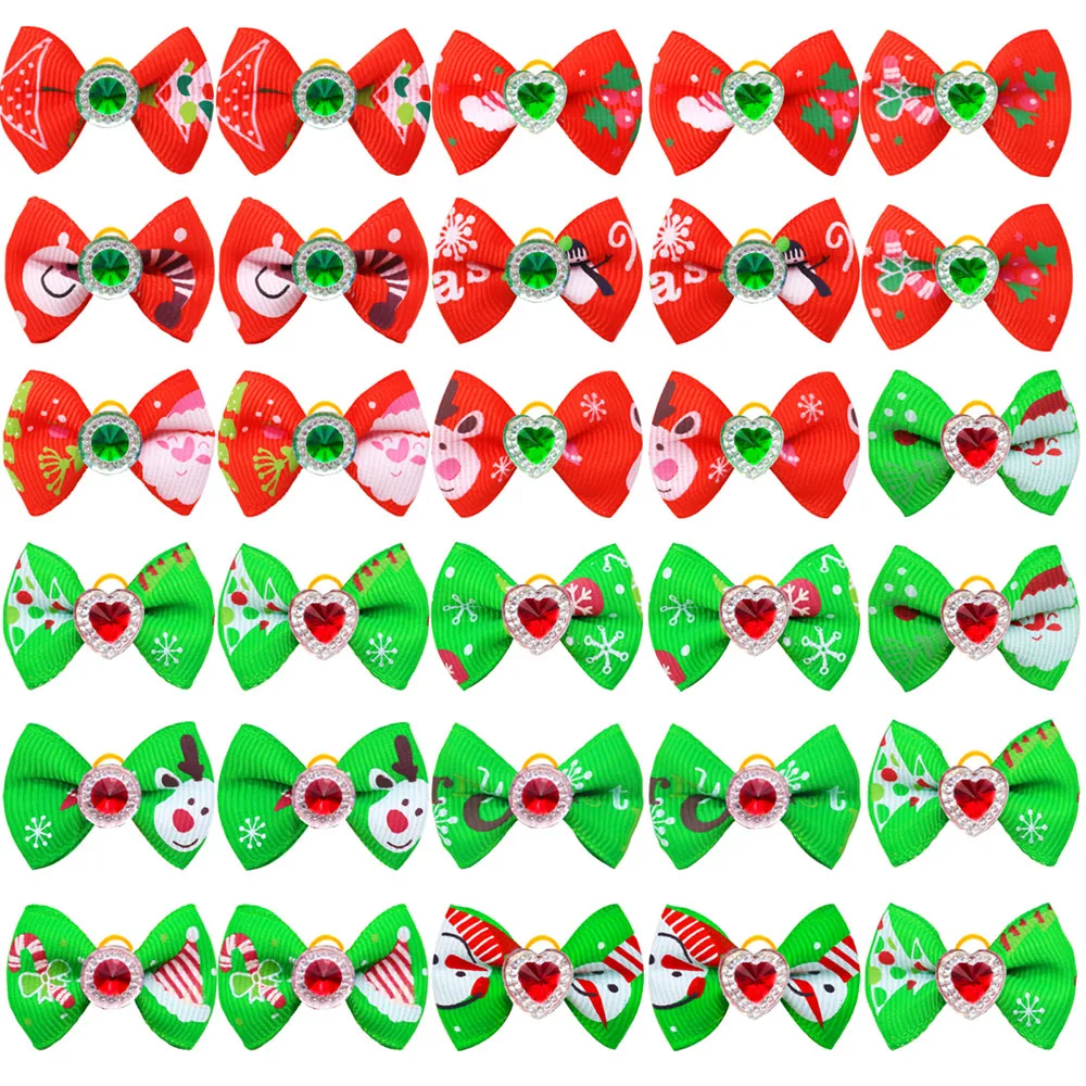 200 قطعة عيد الميلاد Bowknot للكلاب الصغيرة لطيف الماس الحيوانات الأليفة الكلاب فيونكات شعر الأربطة المطاطية الحيوانات الأليفة الاستمالة اكسسوارات للكلاب لوازم