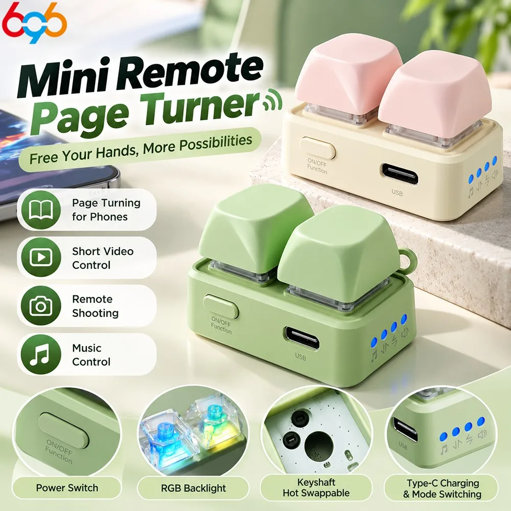 Mini Dual-Key BT Page Turner  Wireless Remote for Phone  Tablet  E-book Flip  Short Video Swipe  Compatible with Android & iOS