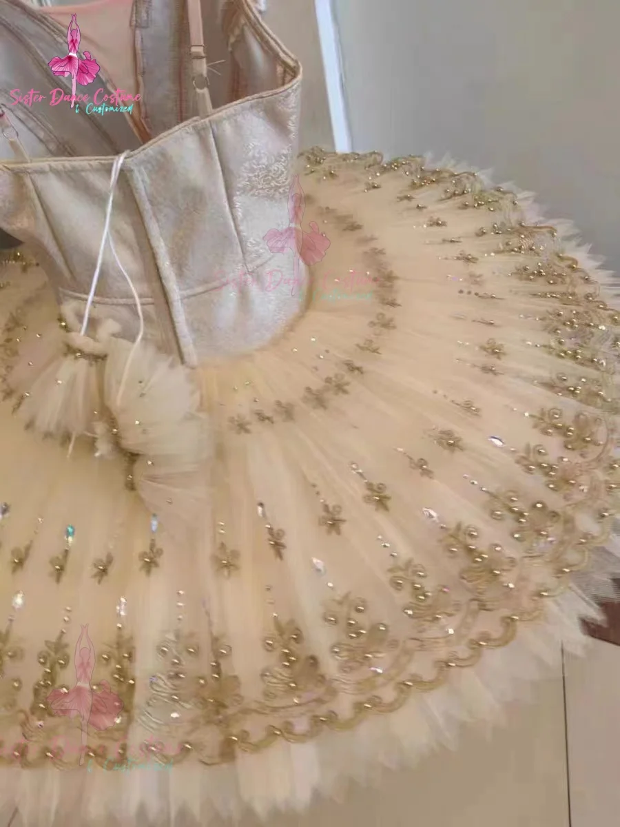 Ballet dress beige competition TUTU professional custom group dance solo Tutu performance tutu dress for children