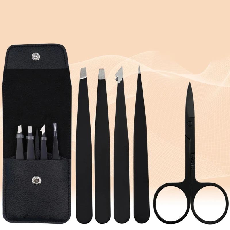 4/5Pcs Eyebrow Tweezers Scissor Set Stainless Steel Hair Removal Makeup Tool Professional Point Tip for Women Men