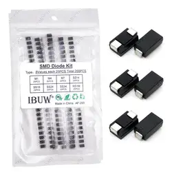 8values 200pcs M1 M4 M7 SS14 SS16 SS24 SS34 RS1M Electronic Components Package Diode Assorted Kit  1N4001 1N4007 1N5819 DO-214AC