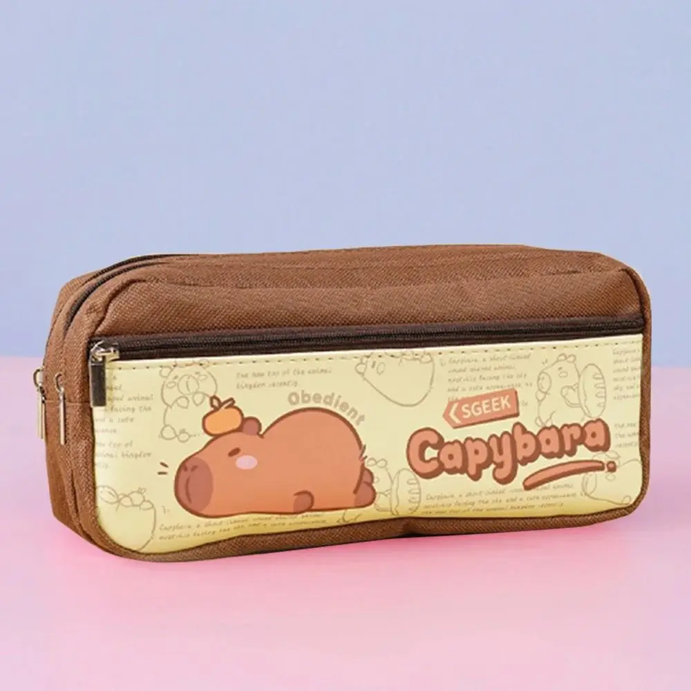 High Quality Canvas Pen Bag Panda/Capybara Large Capacity Pencil Case Multifunctional Pen Box Gift