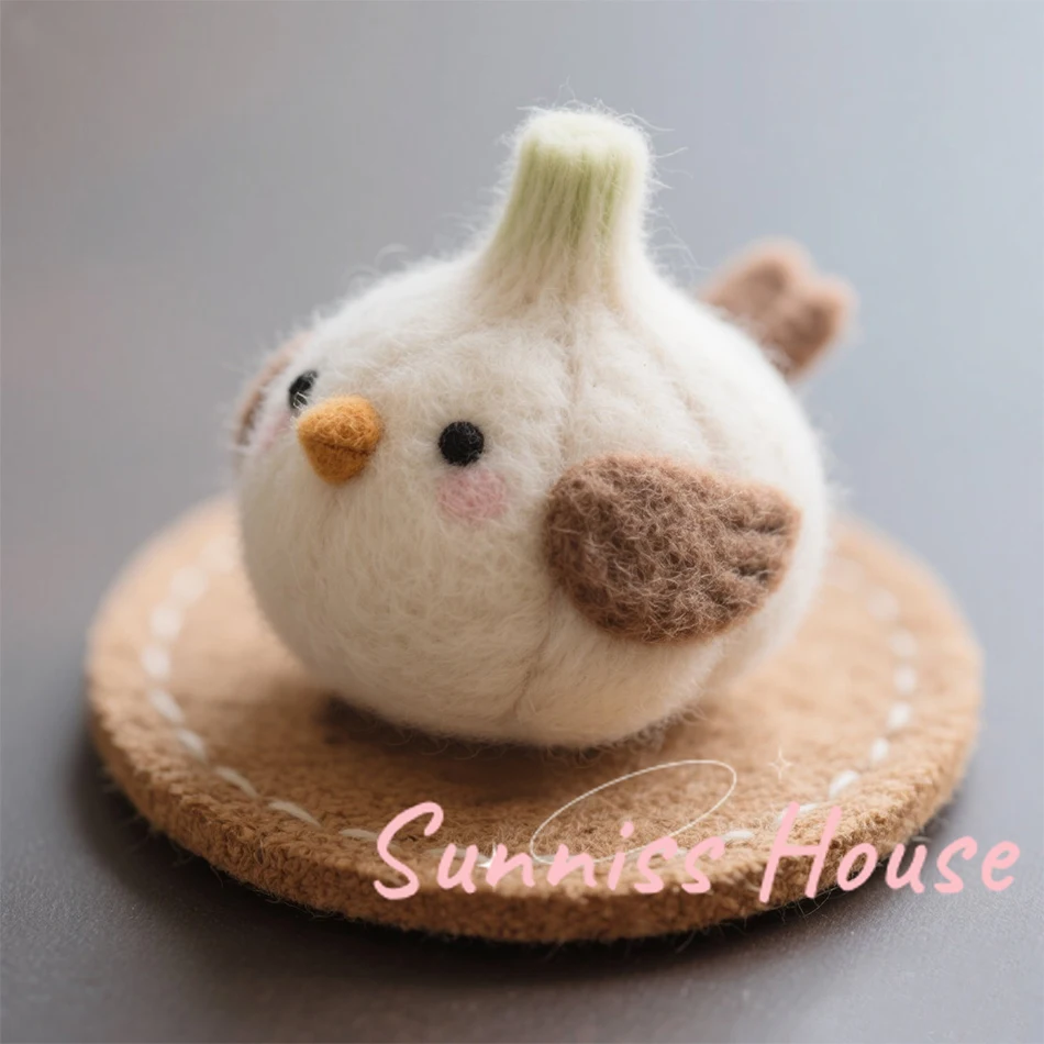 Forget It-Garlic Birds Ornament Felting Wool  Needle Kit，Simple Handmade DIY Material Pack Cute Gift with Tools