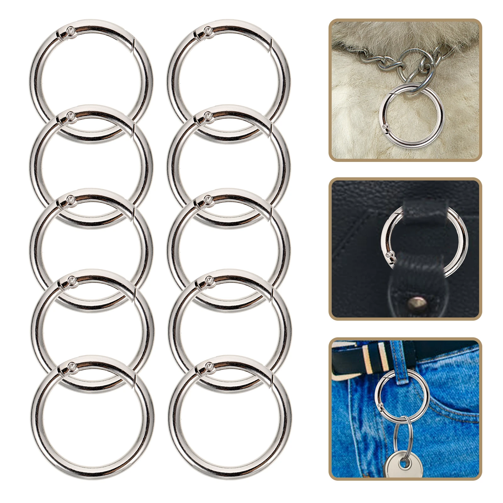 

10 Pcs Lanyard Spring Buckle Key Keychains Alloy Clasps for Jewelry Making Circle