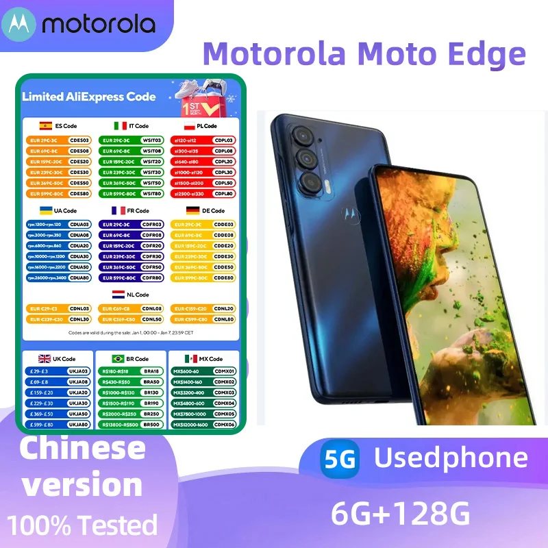 Motorola Moto Edge 2021 XT2141 5g SmartPhone Snapdragon 778g 6.8 inch Screen 5000mAh 108MP Camera Original Used Phone