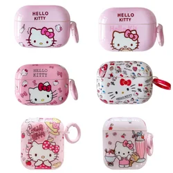 MINISO Sanrio Lovely Case For Airpods 3 1 2 Cute Cartoon Pink Hello Kitty Cover For Airpods Pro2 Earphone Charging Box Case Capa