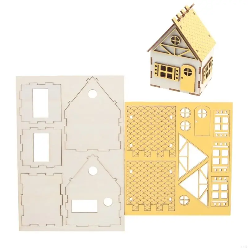 XXFE Miniature Christmas Cabin Display Set for Doll House Tabletop Village Styling