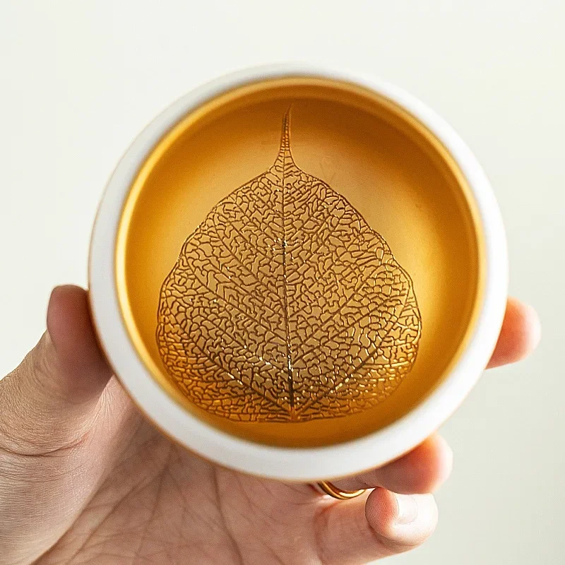 Mutton Fat Jade Master Tea Cup Ceramic Tea Cup Shunshun Gilt Kung Fu  Single Pair  Companion Gift Chinese Ceramic