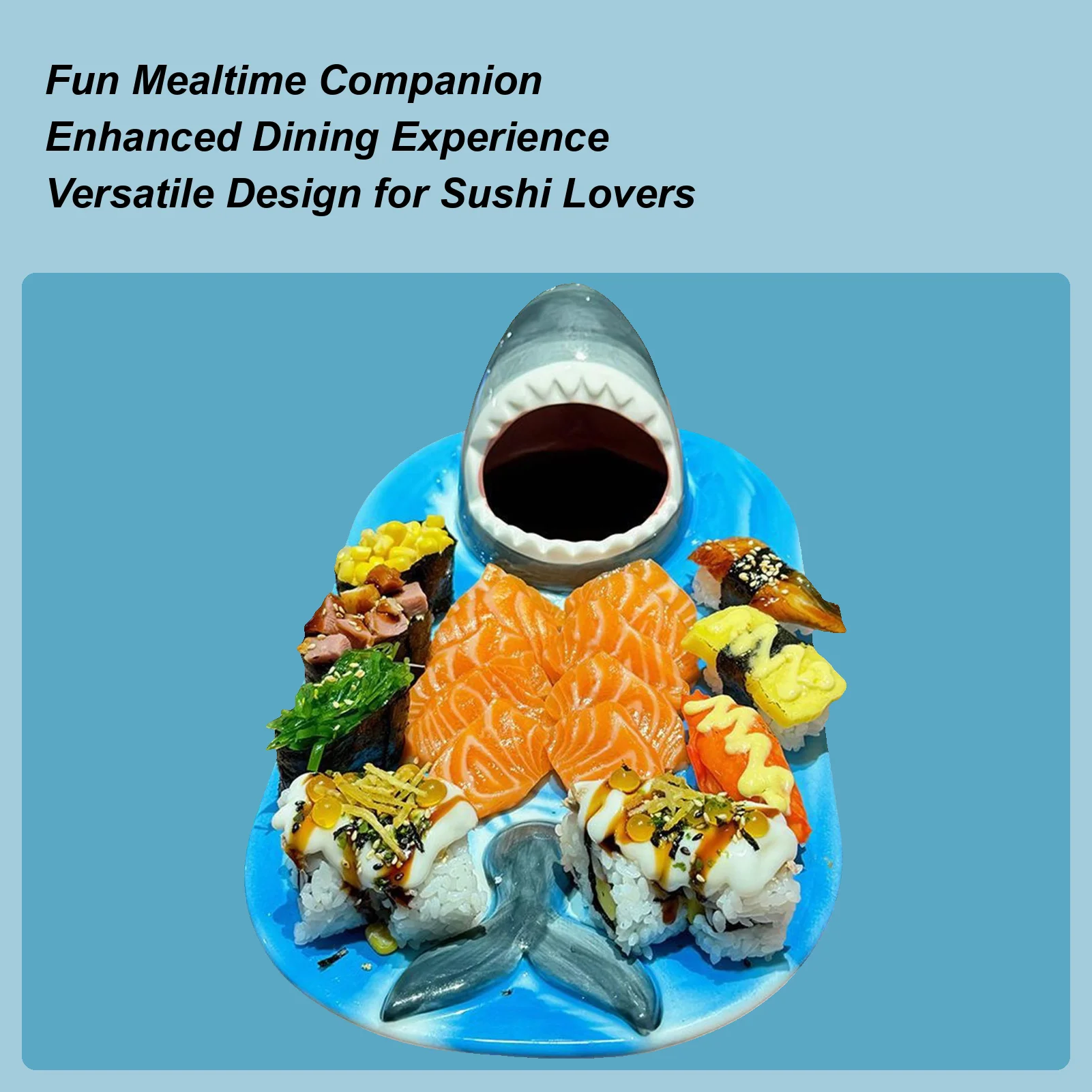 Handmade Ceramic Shark Shape Sushi Plate Japanese Cuisine Plate Sashimi Plate Whale Tail Snack Plate Shark Taco Holder