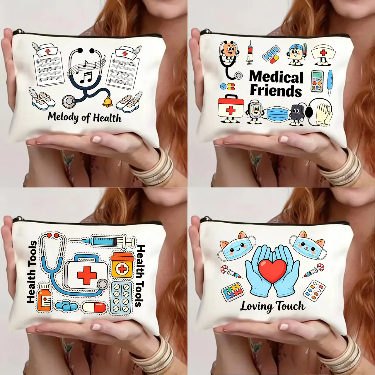 1Pc Medical-themed storage bag, a multi-functional hand-held storage canvas bag for doctors and nurses