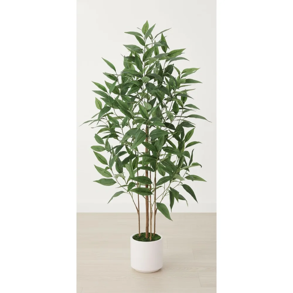 

4 фута искусственное эвкалиптовое дерево с кашпо, устойчивые к ультрафиолетовому излучению искусственные растения для внутреннего и наружного домашнего декора