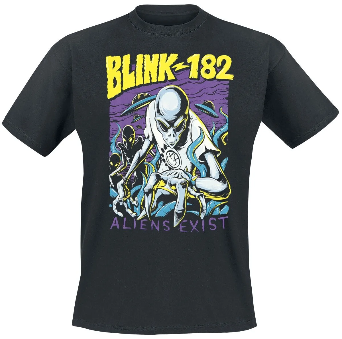 Camiseta de algodão com estampa de alienígenas Blink 182 Aliens Exist Smiley, estilo pop punk, streetwear, unissex, gola redonda, manga curta