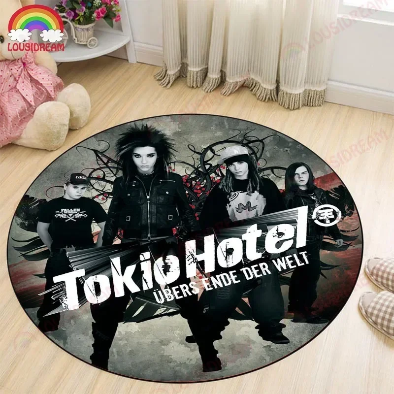 Tokio Hotel Rock Band Album CD Rug Music Round Mat Round Rug Round Carpet Bathroom Mat Black Mat Home Decor Living Room Kitchen