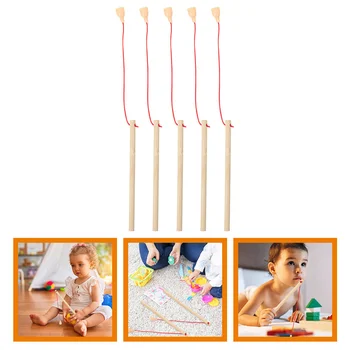 子供用フィッシングポール,木製ハンドル付き磁気ゲーム,5個