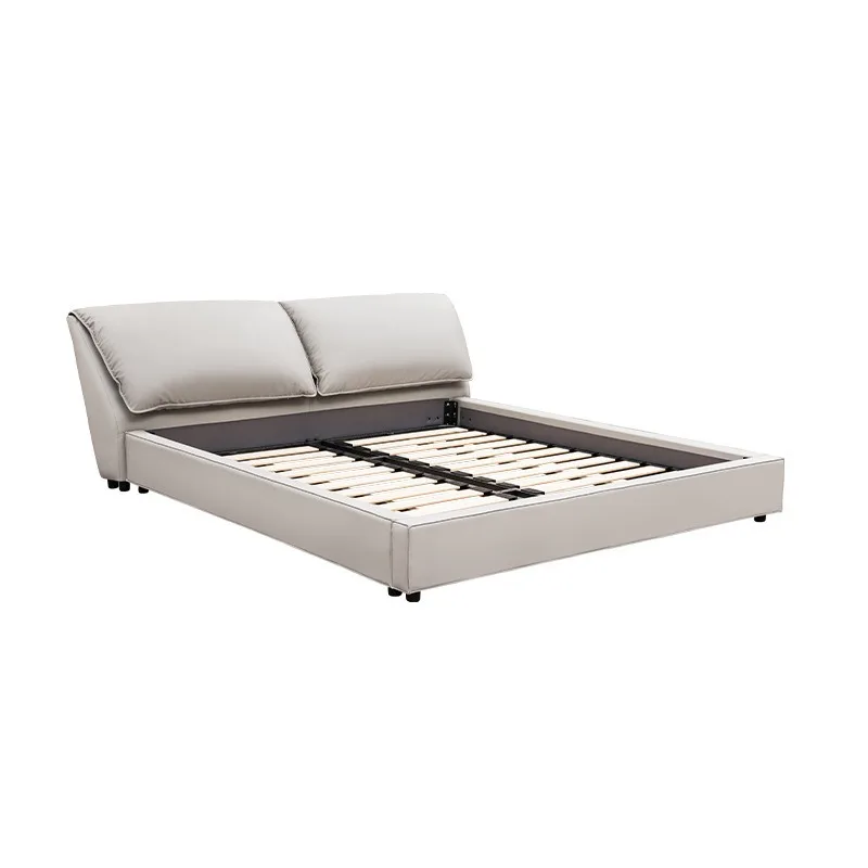 Leather bed Modern simple elephant ear bed, high-end atmospheric master bedroom soft bed