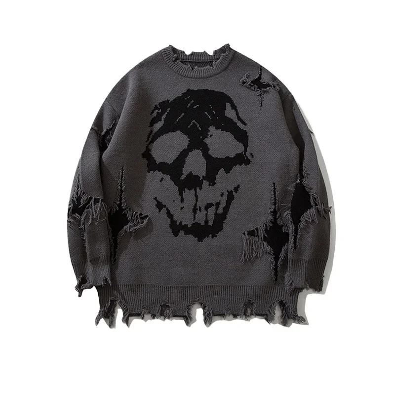 YWFG Cross-Border Fulfillment Amazon Knitted Top Wholesale Skull Head 2024 Men's New Product Foreign Trade Euro-American Sweater