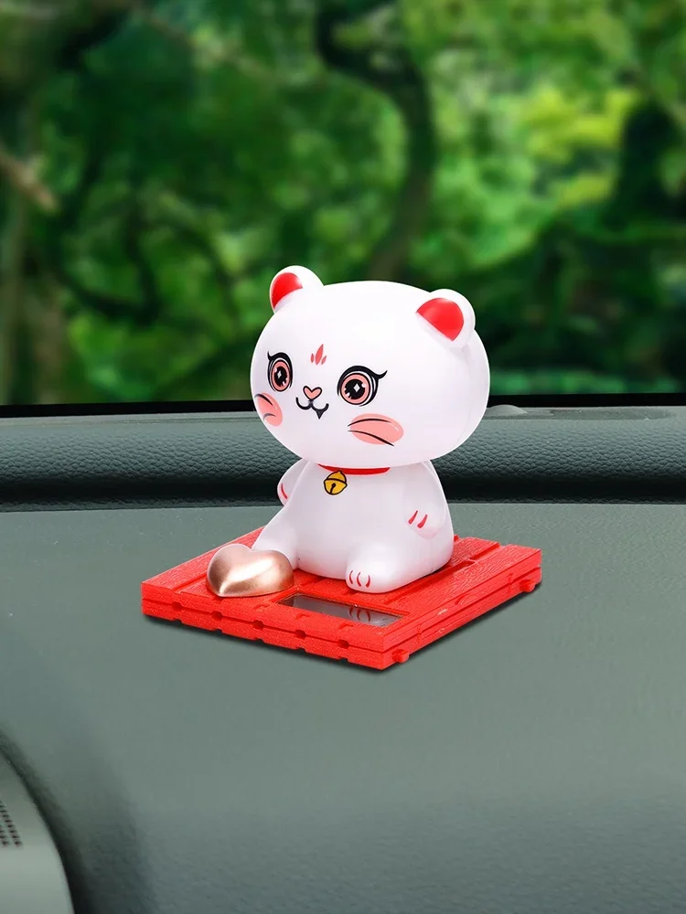 Car decoration new solar car console car decoration creative shaking head Zhaocai rabbit decoration