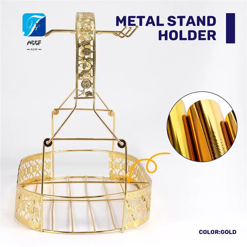 

A55F-Gold Large-Capacity Storage Rack Plating Coffee Cup Hob Dish Rack Can Hang Most Cups, Saucers, Spoons And Pot Metal Stand H