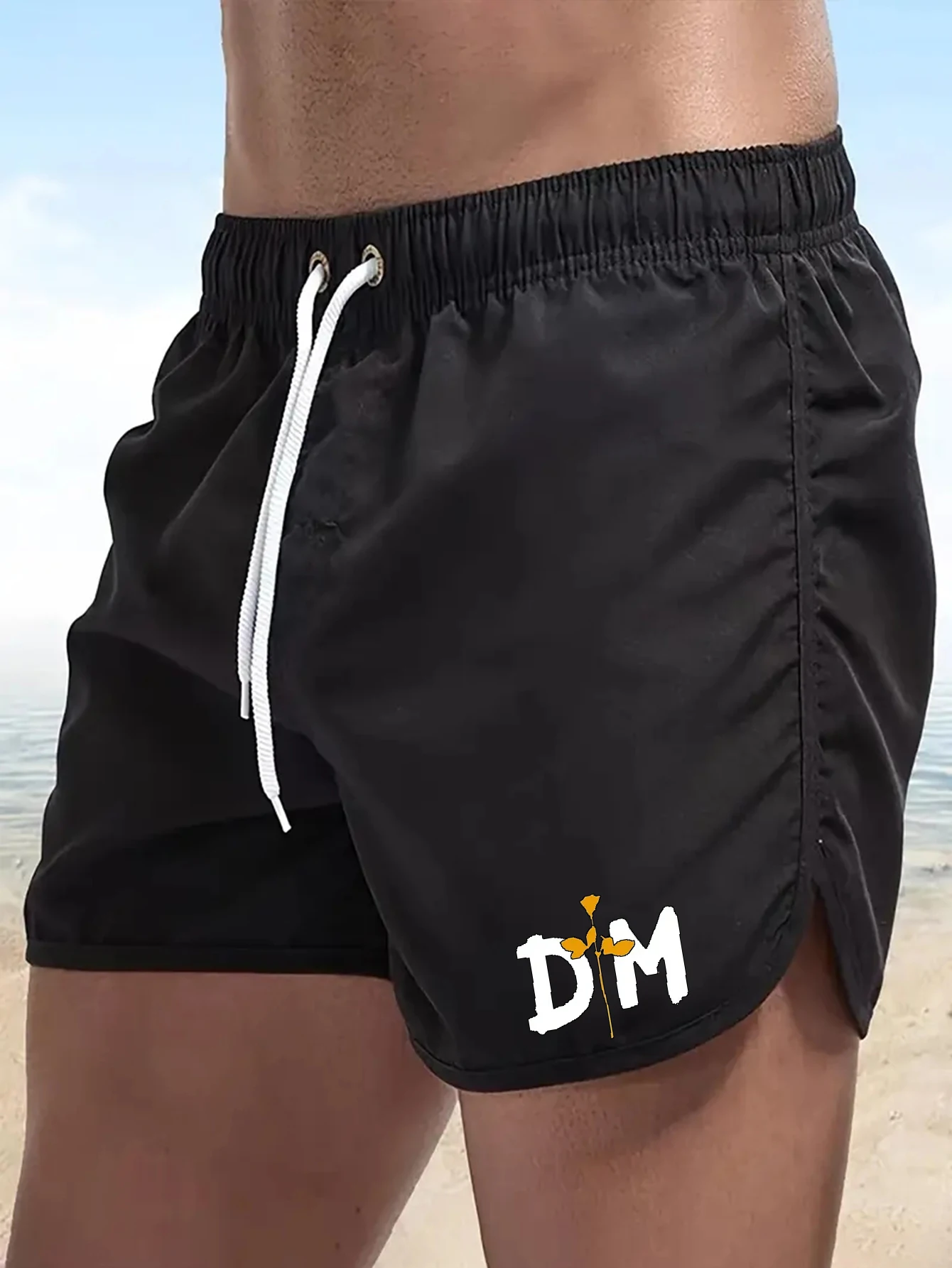

Men's Fashionable Beach Shorts DR Bear Print Quick Dry Surfing Drawstring Pouch Shorts
