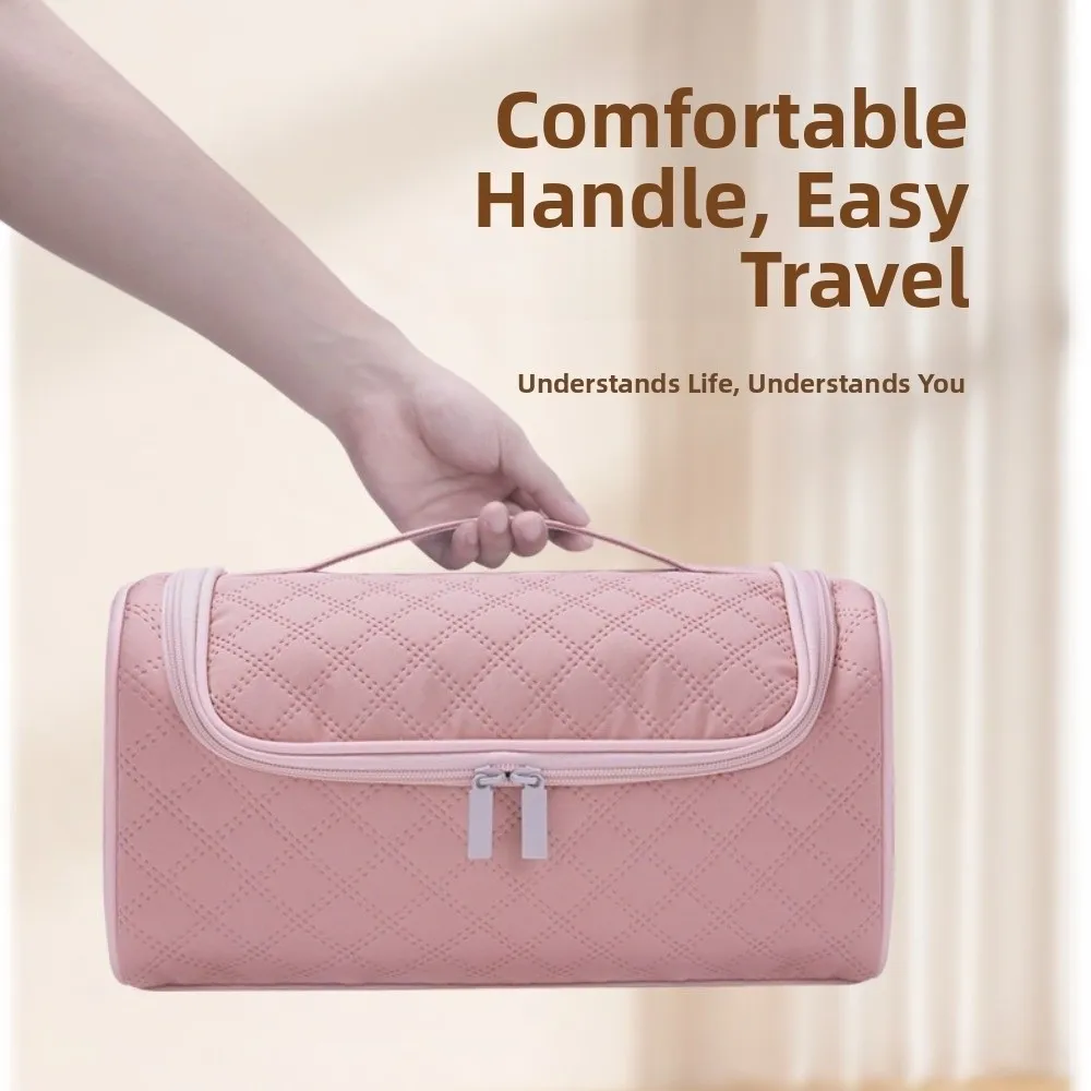 

with Handle Hair Dryer Storage Bag Solid Color Dustproof Straightener Storage Pouch Double Zipper Large Capacity