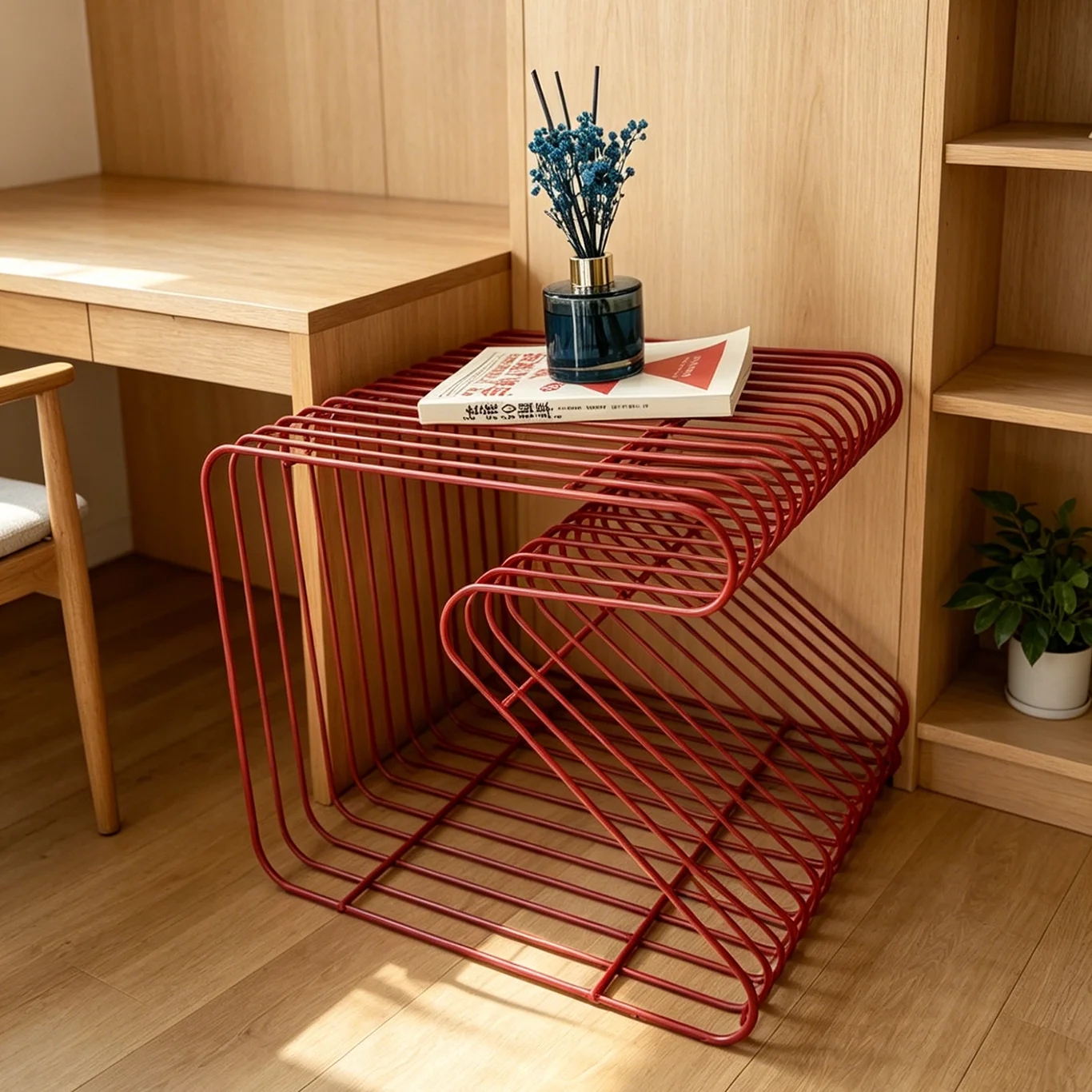 

Стильная золотистая металлическая подставка для книг K-образной формы, компактный приставной столик и органайзер для книг для дома, легко собирается.