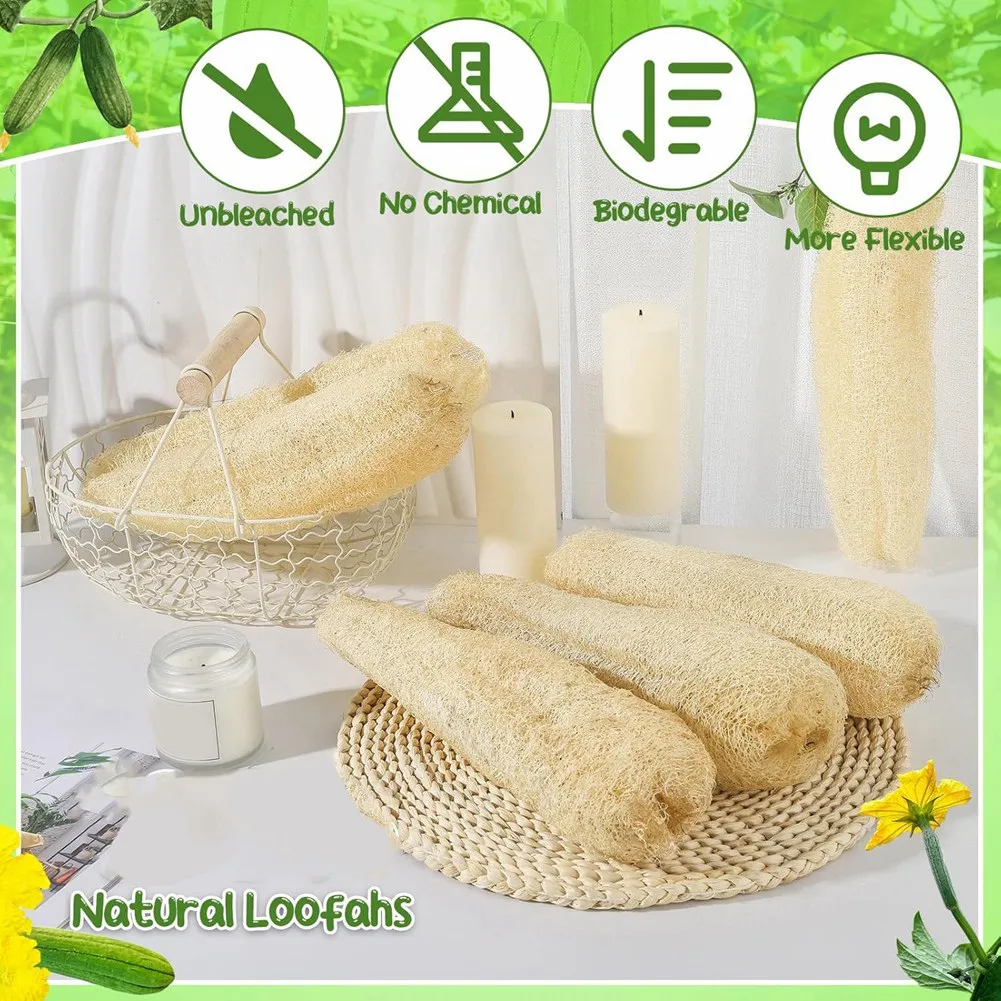 GTBL 6Pack Natural Loofah Sponges Biodegradable Luffa Cleaning For Kitchen Dishes Body Scrubber For Men Women Adults SPA Beauty