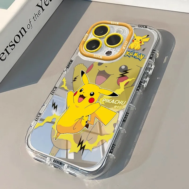 حافظة لهاتف آيفون 11 12 13 14 15 16 Pro Max Plus 16E Psyduck Meowth jigglypuff اللطيفة من POKEMONS Sylveon Pikachu