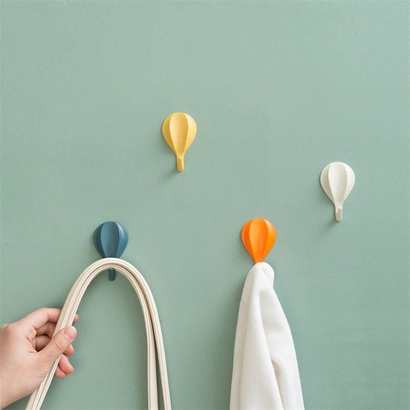 8pcs Hot Air Balloon Wall Hooks Clothes Towel Mask Hanger Self-adhesive Bathroom Kitchen Hook Keys Organizer Holder Home Decor