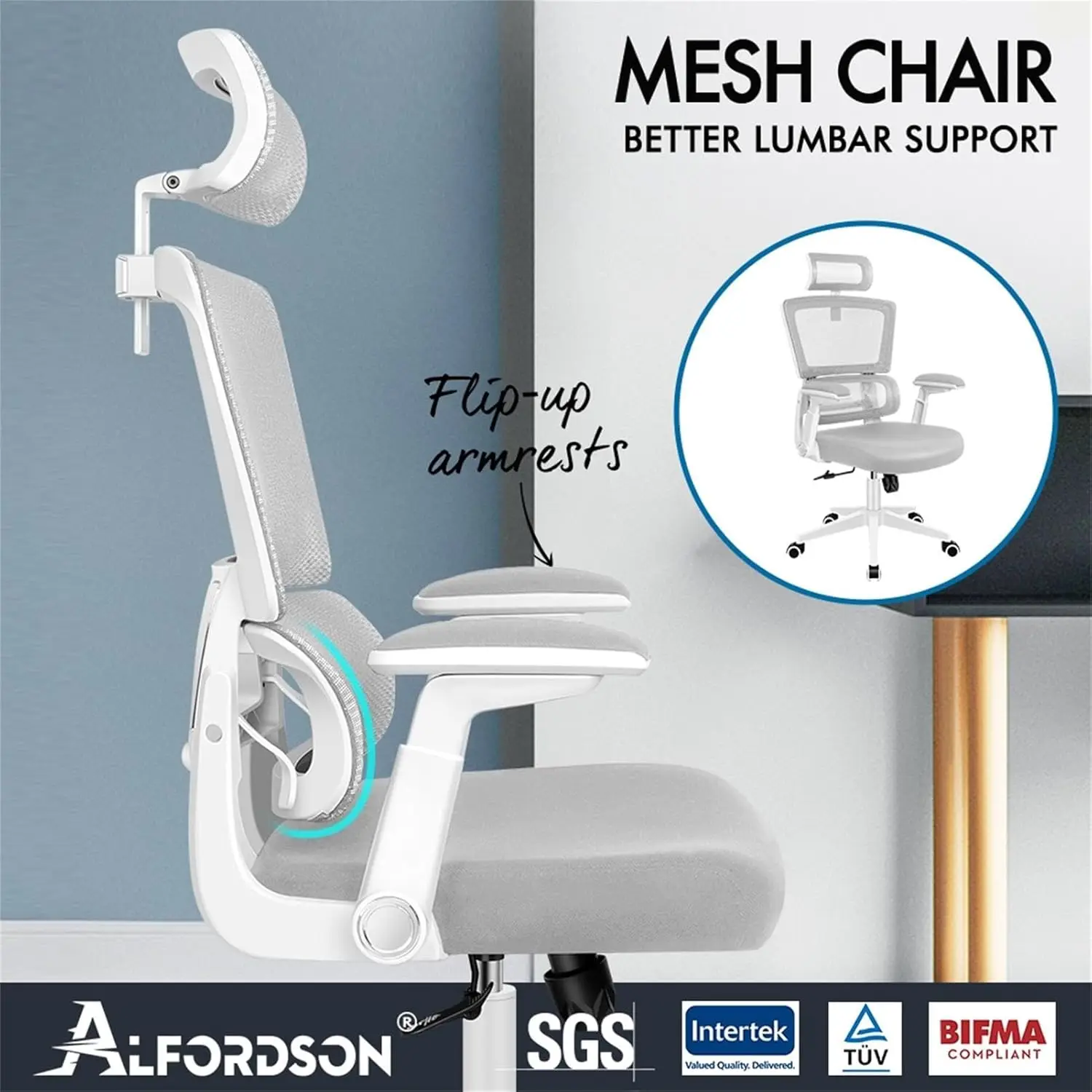 كرسي مكتب شبكي كرسي كمبيوتر دوار مع إمالة وتعديل الارتفاع، كرسي مكتب تنفيذي مريح مع مدمج #3