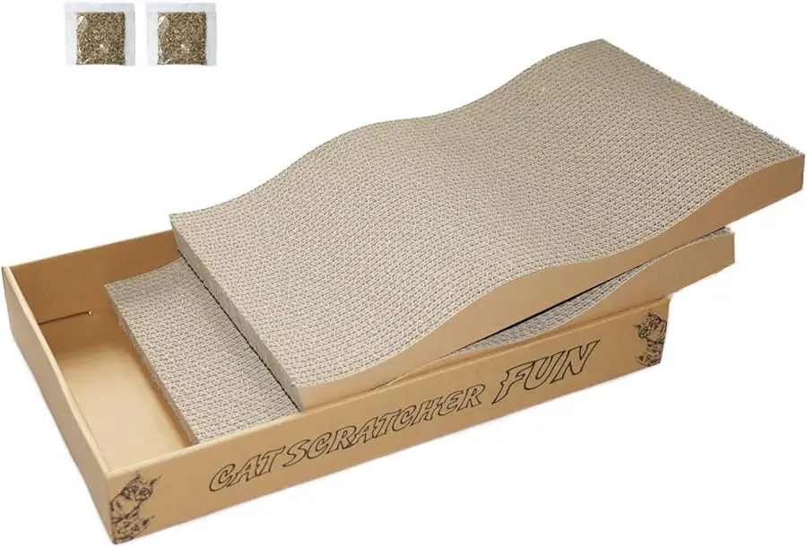 

Cat Scratch Pad Cardboard Scratcher Box,2PCS in 1 Scratching Board for Indoor Cats,Reversible Durable,with Catnip