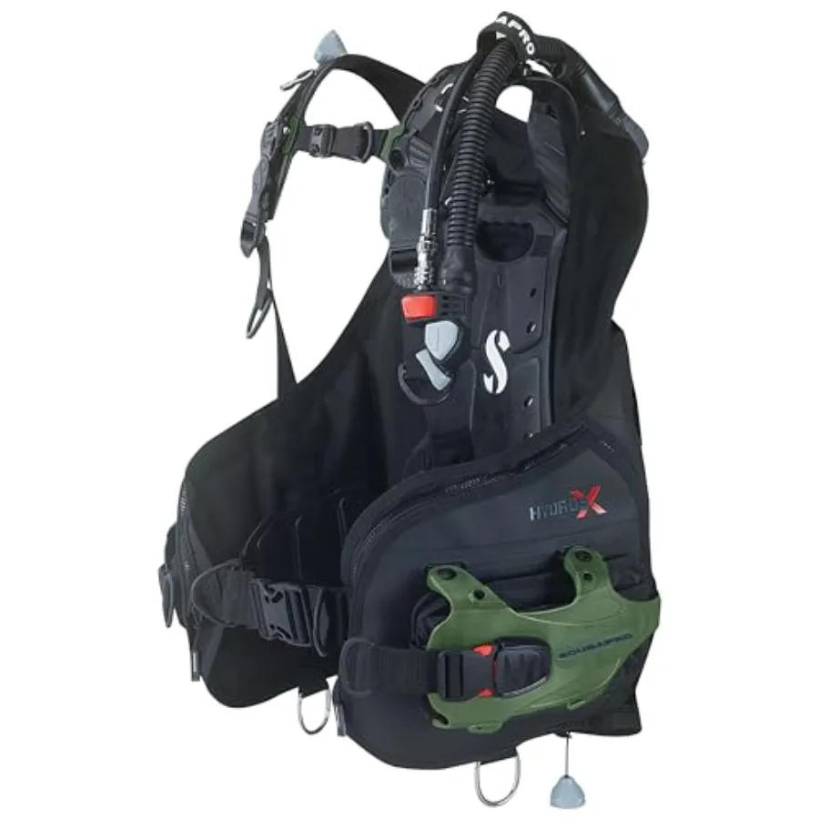 

Scuba diving BCD for women, nylon fabric, black, front-adjustable harness with quick-release buckles