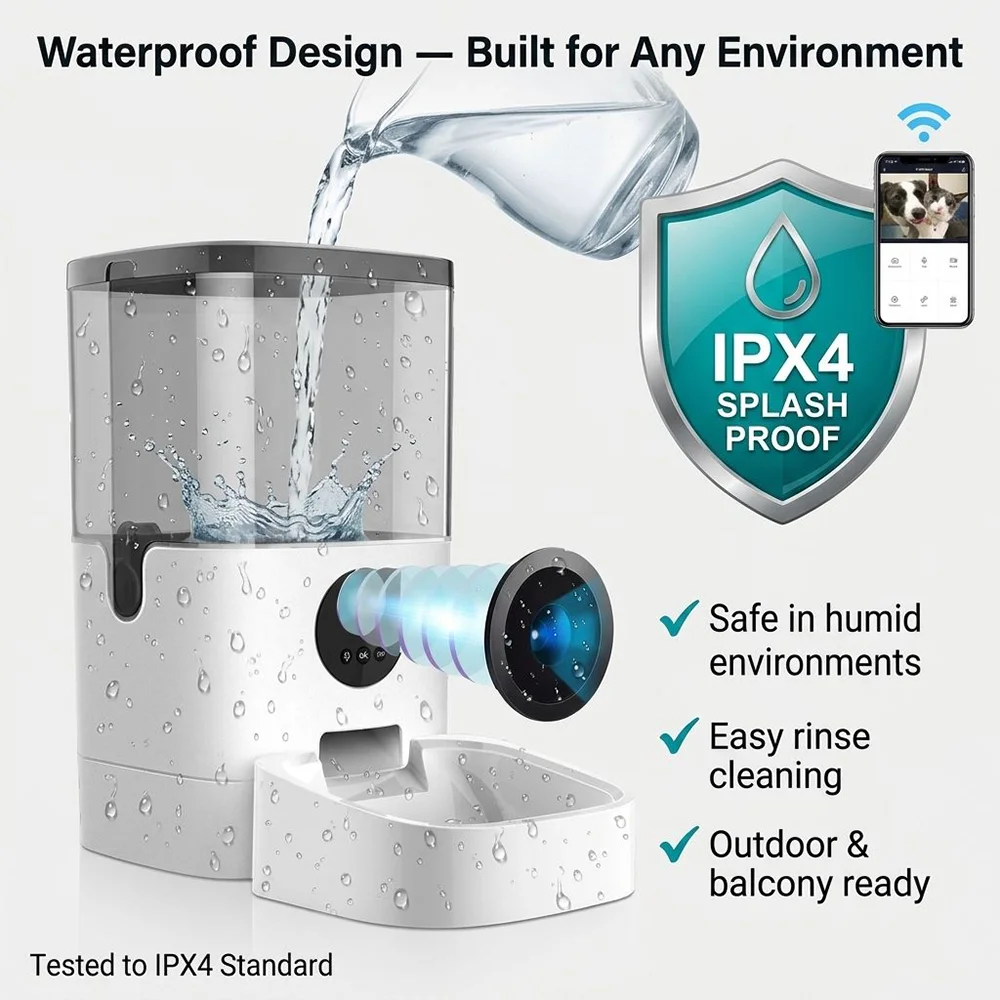 4L防水スマートペットフィーダーWiFiカメラ搭載、デュアル - Timed Cat Dog Food Dispenser 4L のレビューと価格