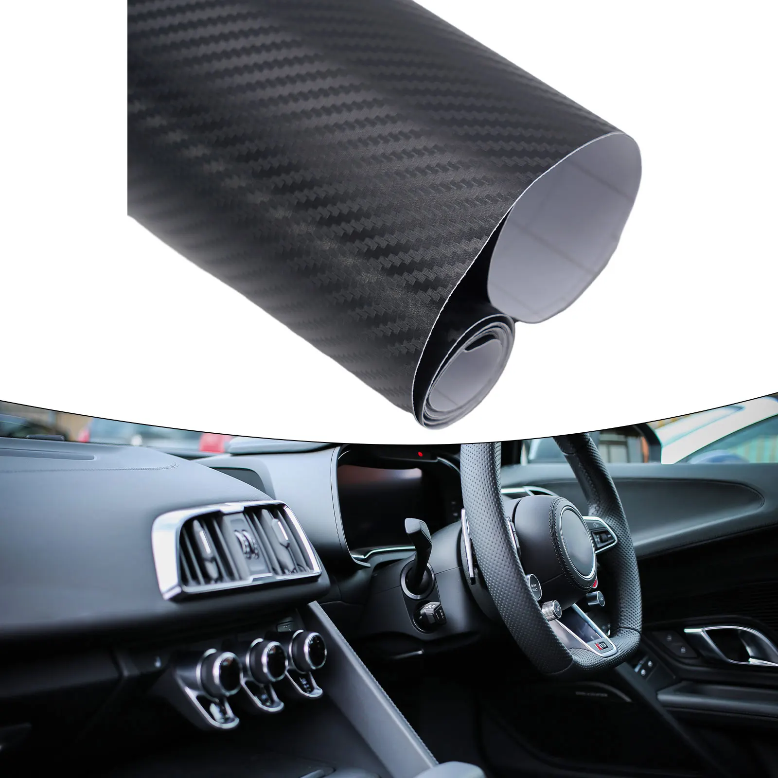 Bumper Car Sticker Decals Fender Foil Inner Vinyl Waterproof Replacement 3D Carbon Fiber Style Black Accessories