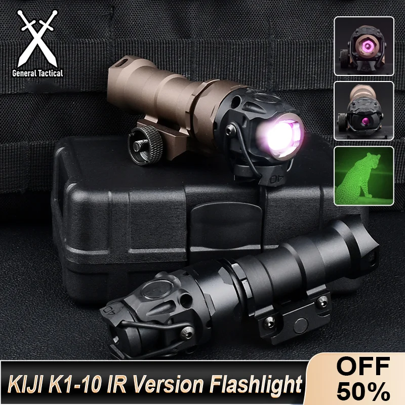 

Tactical KIJI K1-10 IR Flashlight Hunting Weapon Scout Light Fit 20MM picatinny Rail Outdoor Hunting Airsoft Accessories