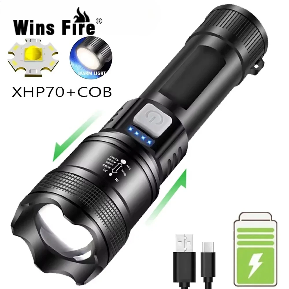 

Светодиодные фонари высокой мощности, встроенный аккумулятор, USB перезаряжаемый сильный ручной фонарь, многофункциональный фонарик для экстренного кемпинга