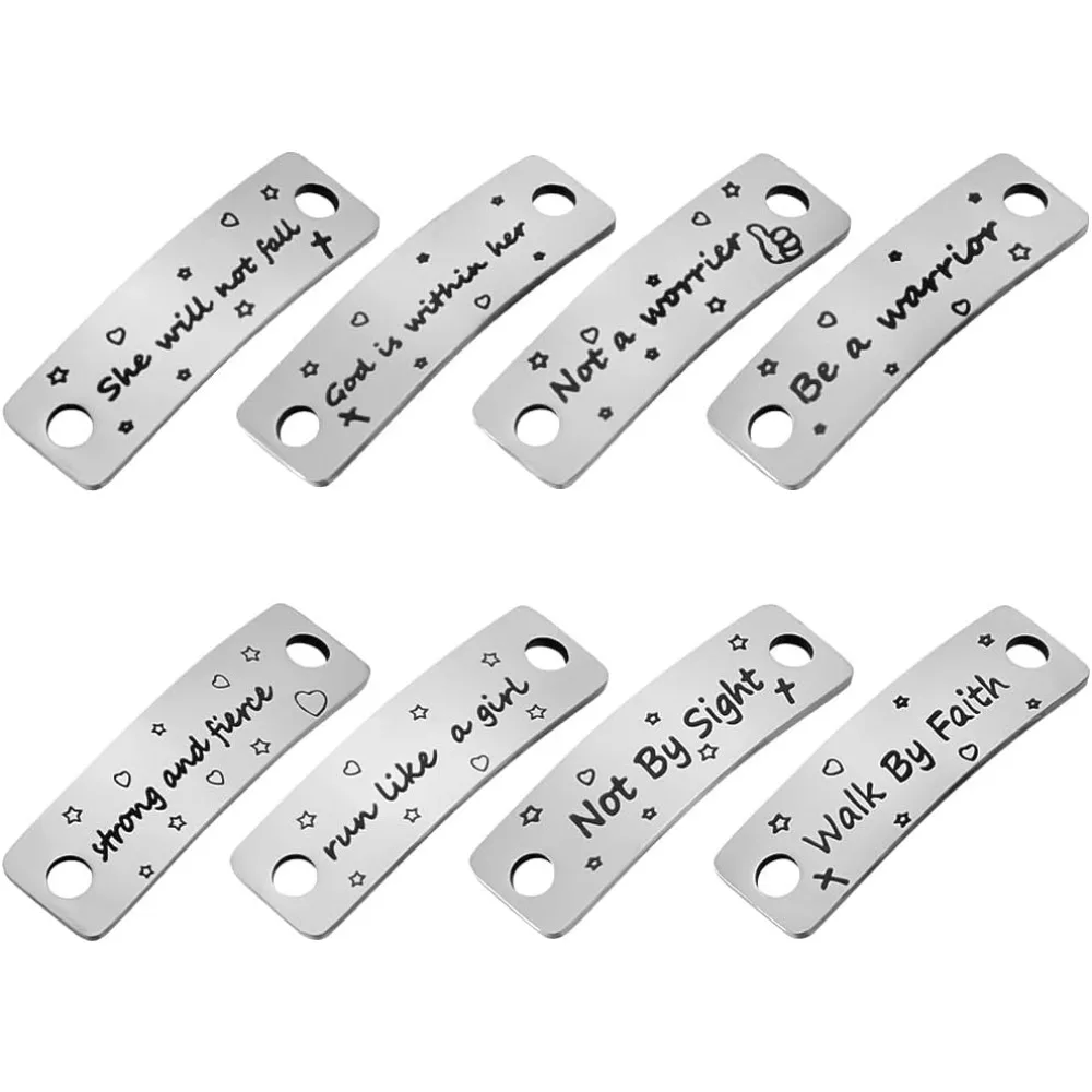 4 Pairs Inspirational Shoelace Tags Gift for Girls Run Like A Girl Strong And Fierce She Will Not Fall God Is Within Her Walk