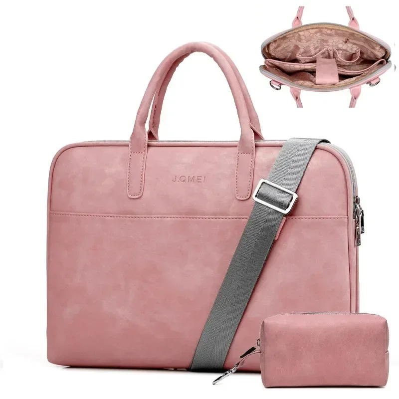 Trendy Women's PU Waterproof Laptop Shoulder Bag, Briefcase Handbag for MacBook Air 13, Fits 13.3/14/15/15.6/16/17/17.3 Inch