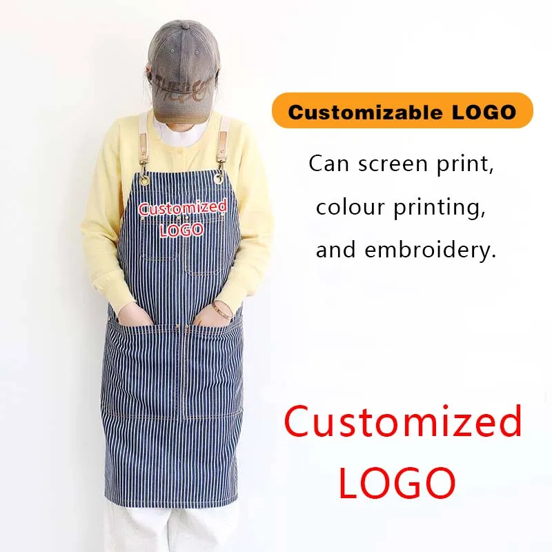 

1PCS Thin Nordic Kitchen Apron Unisex Chef Smock for Women Men Couples Customizable Logo Beauty Salon Nail Cleaning Tool Apron