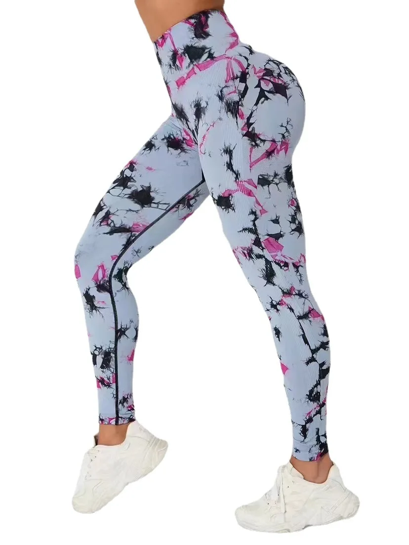 Tie Dye Leggings Workout Sexy black pink rainbow High Waist Yoga Pants Scrunch Butt Lifting Elastic Tights Fitness Trousers