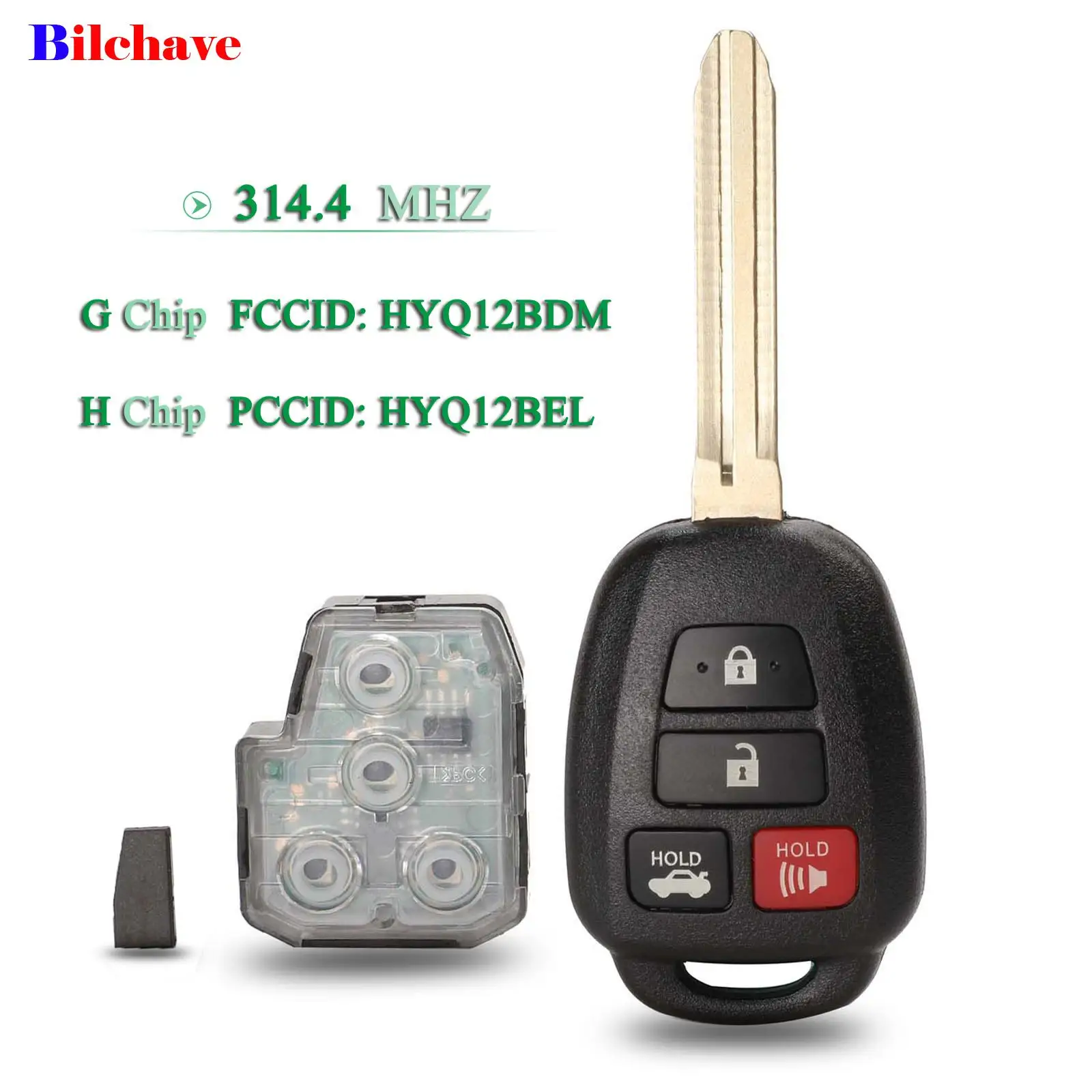 jingyuqin Modified For Toyota CAMRY 2012 2013 2014 2015 Corolla 4 Buttons Remote Car Key 314Mhz HYQ12BDM HYQ12BEL G / H Chip Fob