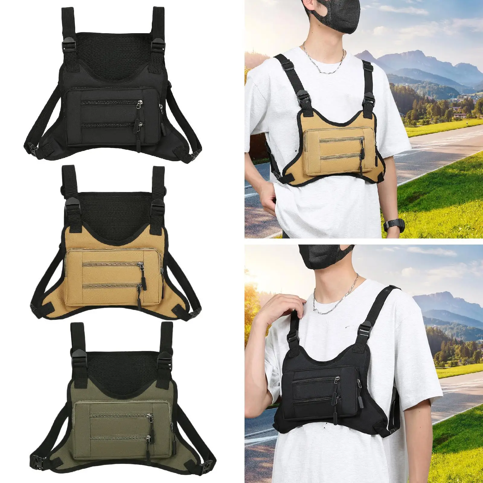 

Men Women Chest Rig Bag Modern Chest Pack for Fishing Outdoor Sports Cycling