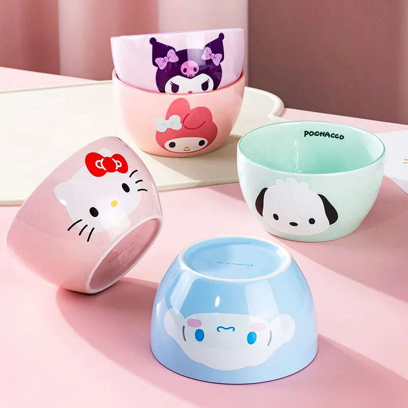 

Kawaii Sanrio Anime Hobby My Melody Kuromi Cinnamoroll Cartoon Ceramic Bowl Children's Breakfast Bowl